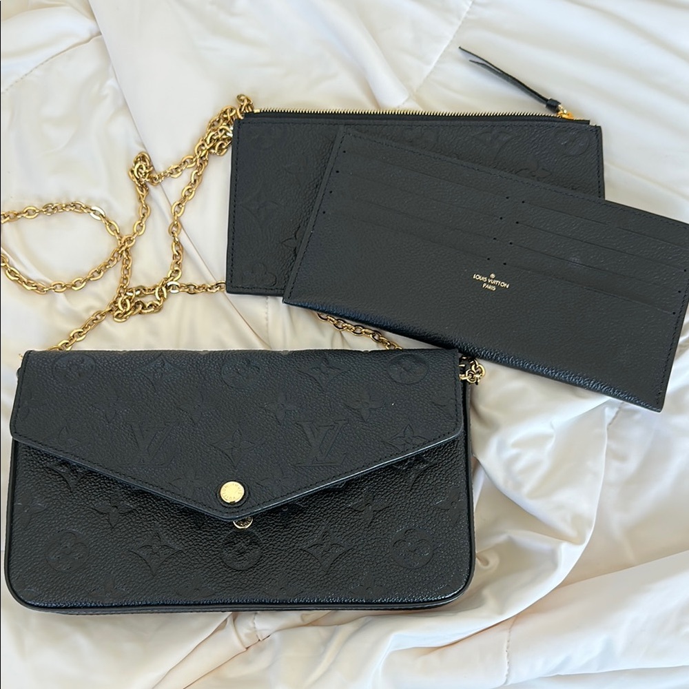 Black Louis Vuitton Felicie Pochette Monogram Empreinte Leather Women's Bag Set